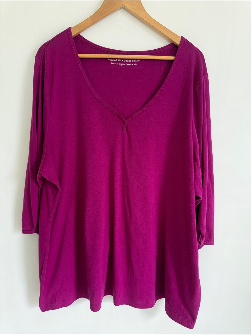 Penningtons Women Pink Shaped Fit V Neck 3/4 Sleeve Pullover Top Size 5X